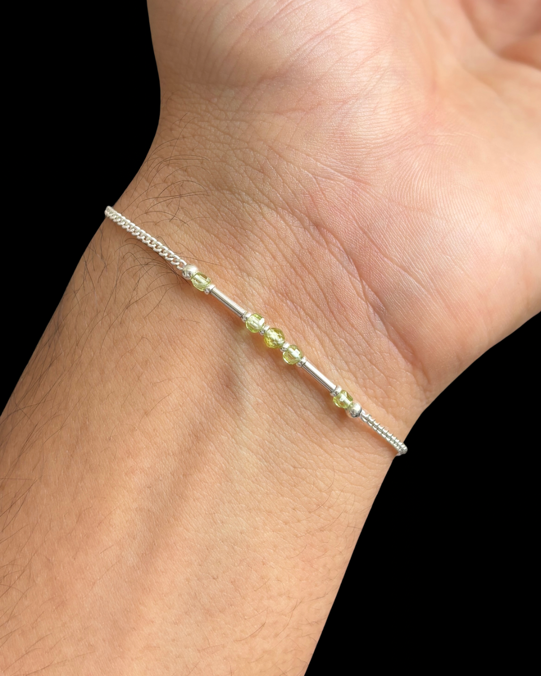 PERIDOTO PULSERA PLATA