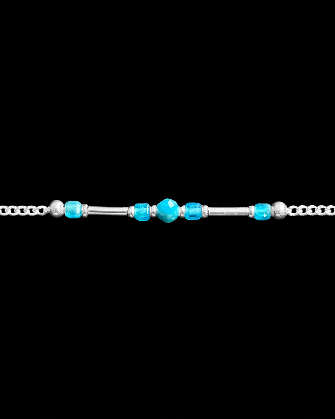 APATITO AZUL PULSERA PLATA
